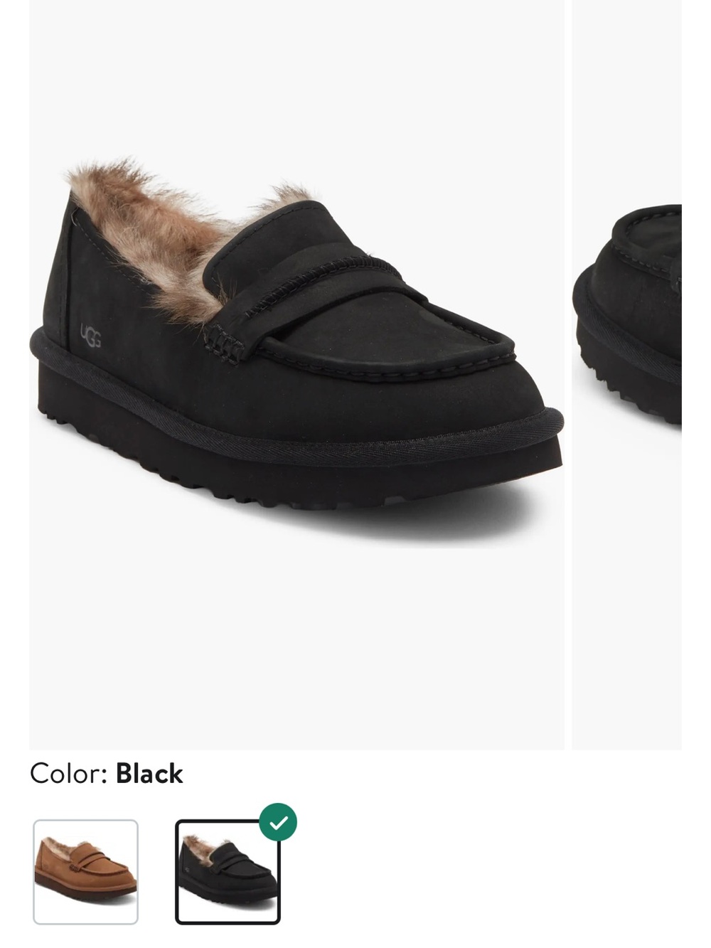 UGG Black Fur-Lined Penny Loafer
